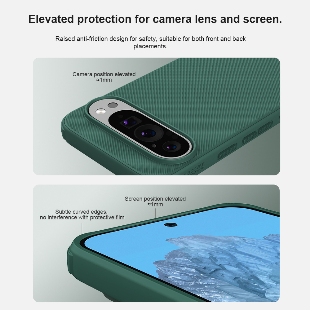 Усиленный чехол зеленого цвета (Dark Green) от Nillkin для Google Pixel 9 и 9 Pro, серия Super Frosted Shield Pro