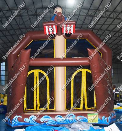 Большой батут-горка "Пиратский корабль 2" с пушками