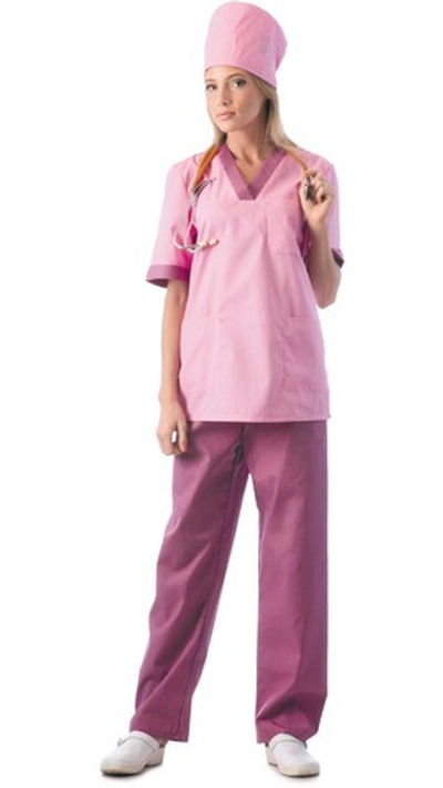 Костюм "СОФИЯ" женский: куртка, брюки, колпак тёмно-розовый со сливовым