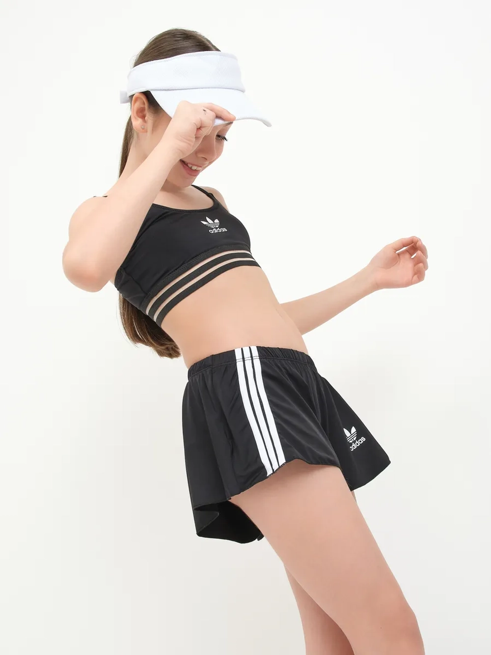 купальник раздельный 3 в 1 с шортами спортивный Adidas