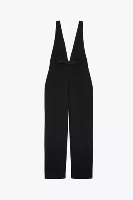 ZARA X STEFANO PILATI ДЛИННЫЙ КОМБИНЕЗОН С БАНТОМ И СКЛАДКАМИ, ЧЕРНЫЙ
