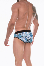 Мужские трусы-брифы с принтом в виде китов (Размер: M) (Цвет: голубой)