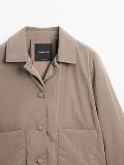 Massimo Dutti Укороченная стеганая куртка с обтяжными пуговицами, кротово-коричневый