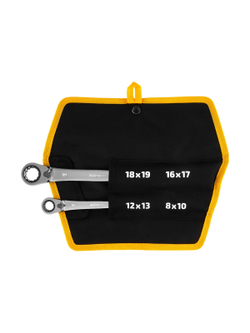 Набор накидных трещоточных ключей 4 в 1 Inforce, Сталь Cr-V, 8-19мм, профессиональный, 06-05-90