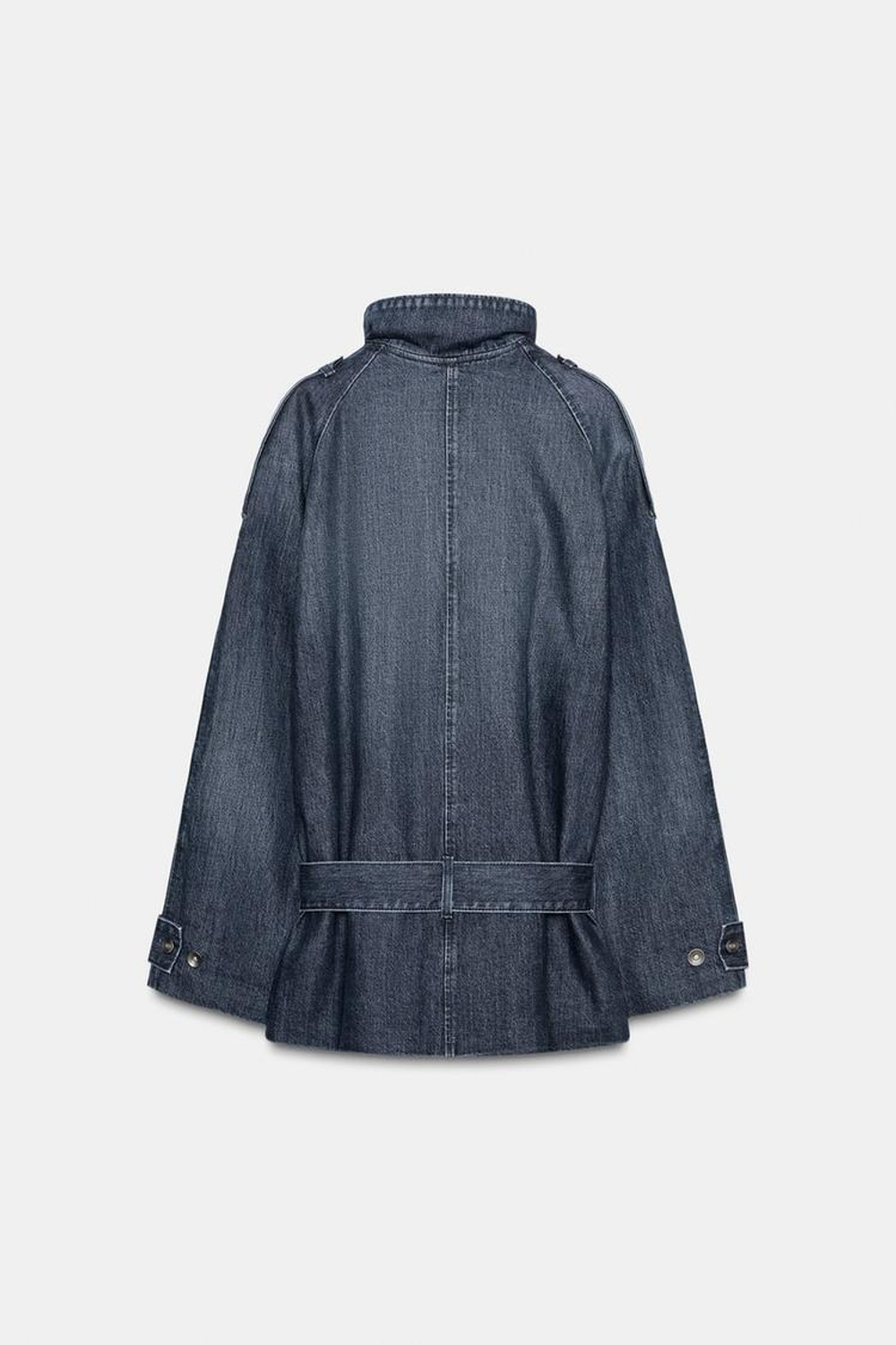 ZARA ДЖИНСОВЫЙ ТРЕНЧ МИДИ TRF С ПОЯСОМ, МОРСКОЙ СИНИЙ