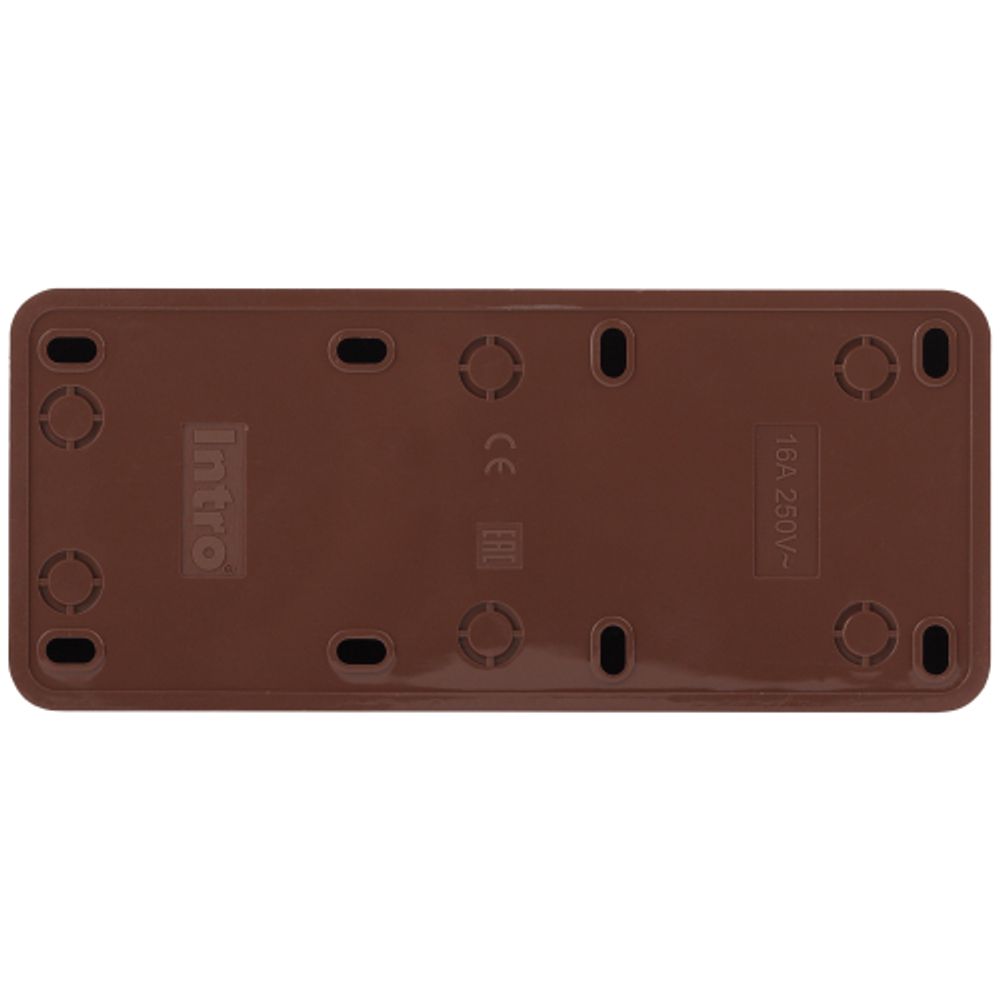 Розетка Intro Quadro 2-206-10 с заземлением трехместная 3х2P+E, 16А-250В, IP20, ОУ, венге | Intro