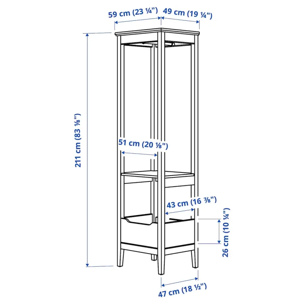 Шкаф для одежды - IDANÄS IKEA/ИДАНАС ИКЕА, 49х59х211 см, чёрный