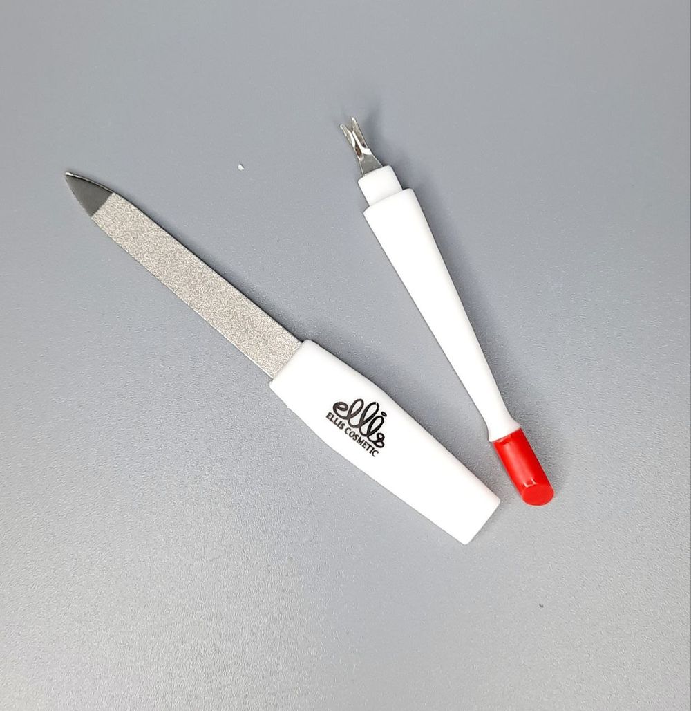 Ellis Пилка металлическая тройная с вилкой для кутикулы, 16,5см2