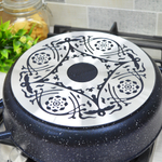 Жаровня 28*7см 3,5л Сияние Blue с литыми ручками и стеклянной крышкой, ж2832Bl