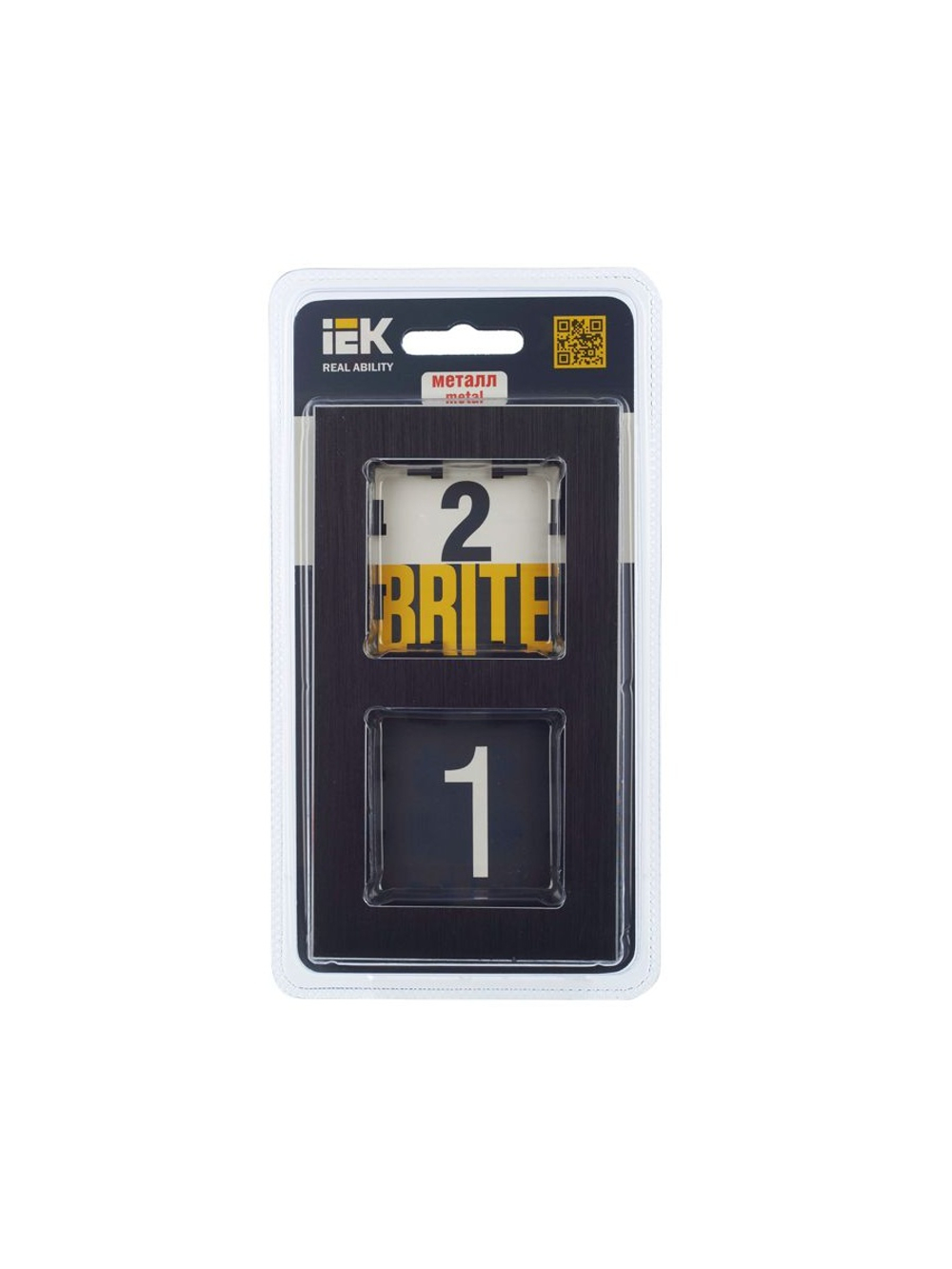Рамка 2-м BRITE РУ-2-1-БрЧ металл черн. IEK BR-M22-M-K02