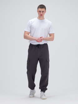 Джоггеры карго теплые.Графит