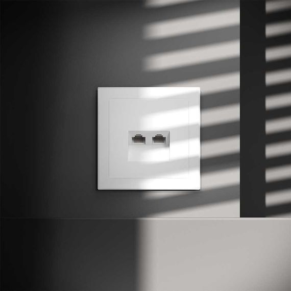 Розетка компьютерная встраиваемая Voltum S70 двойная RJ45+RJ45 кат.6, (белый матовый) VLS060202