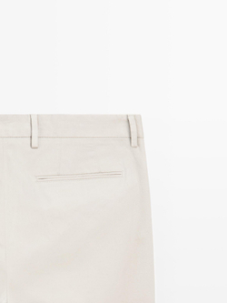Massimo Dutti Зауженные брюки из смесового хлопка, каменный