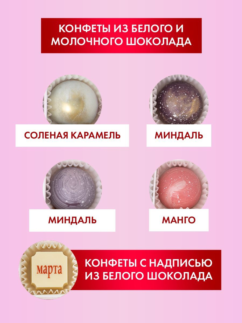 Подарочный набор шоколадных конфет, С 8 марта из бельгийского шоколада, открытка в подарок