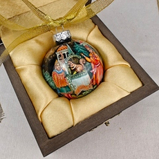 Шар новогодний с ручной росписью Палех "Сказка о царе Салтане"