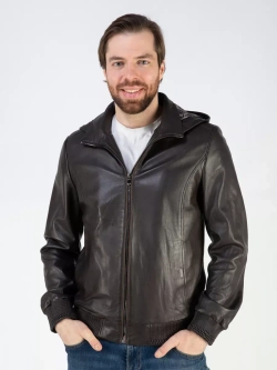 Кожаная куртка демисезонная с капюшоном