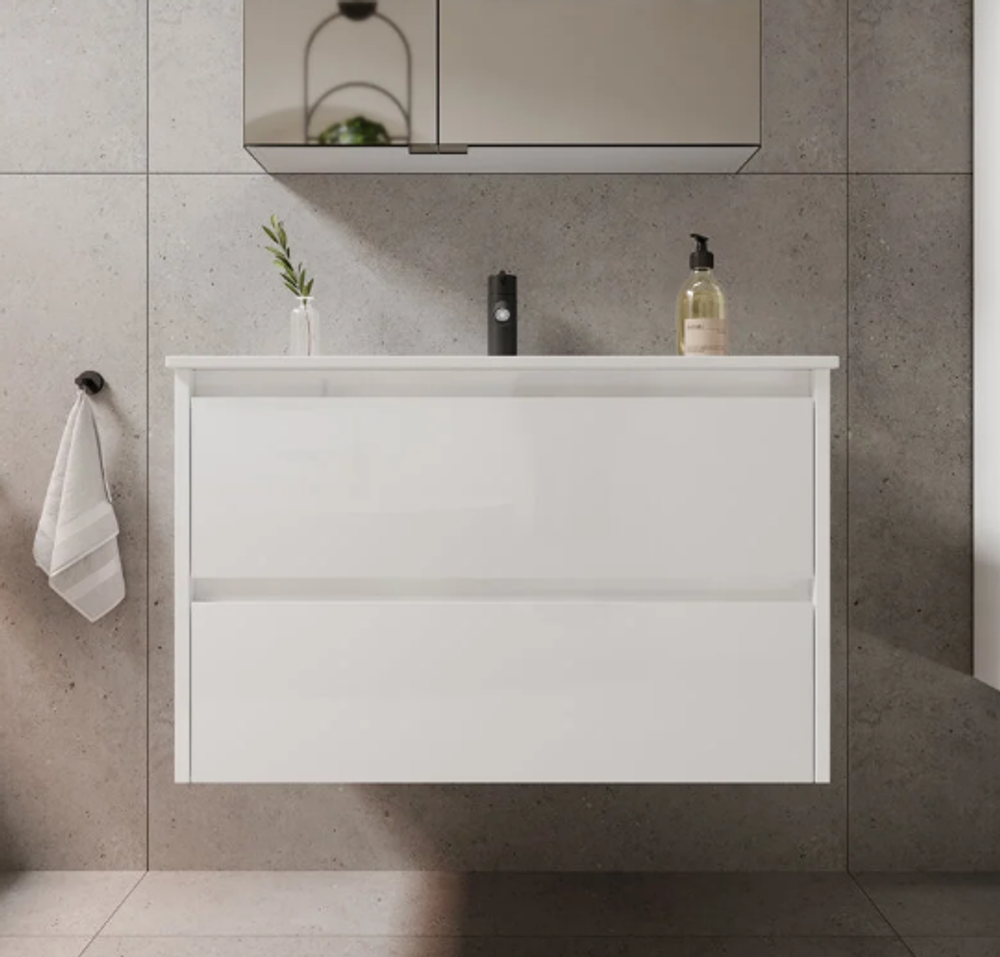 Тумба подвесная SANCOS Libra 790х450х500, c двумя ящиками оснащенными доводчиками, белый глянец , арт. LB80W