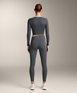 Oysho Топ с длинным рукавом и контрастными деталями, асфальтовый