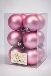 Набор пластиковых шаров Вероника 60 мм., нежно-розовый матовый, 12 шт., ЕлкиТорг (150207)