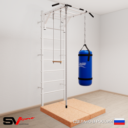 Шведская стенка Sv Sport 5355 (Турник рукоход/Канат/Трапеция/Цепь/Мешок 15кг/Мат 1м)