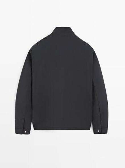 Massimo Dutti Куртка из эластичной ткани с двойной молнией, морской темно-синий