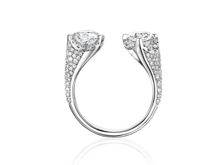 Кольцо "Поцелуй" с лабораторно-выращенными бриллиантами огранки "Сердце"