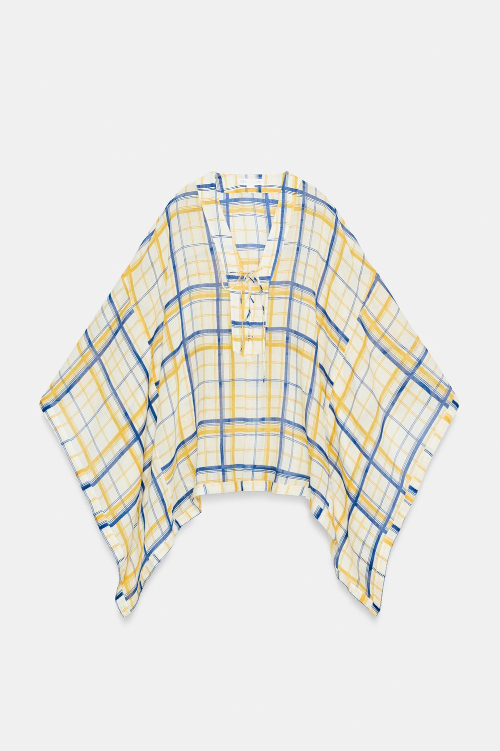 ZARA ТУНИКА ИЗ 100% РАМИ В КЛЕТКУ — ZW COLLECTION, РАЗНОЦВЕТНЫЙ
