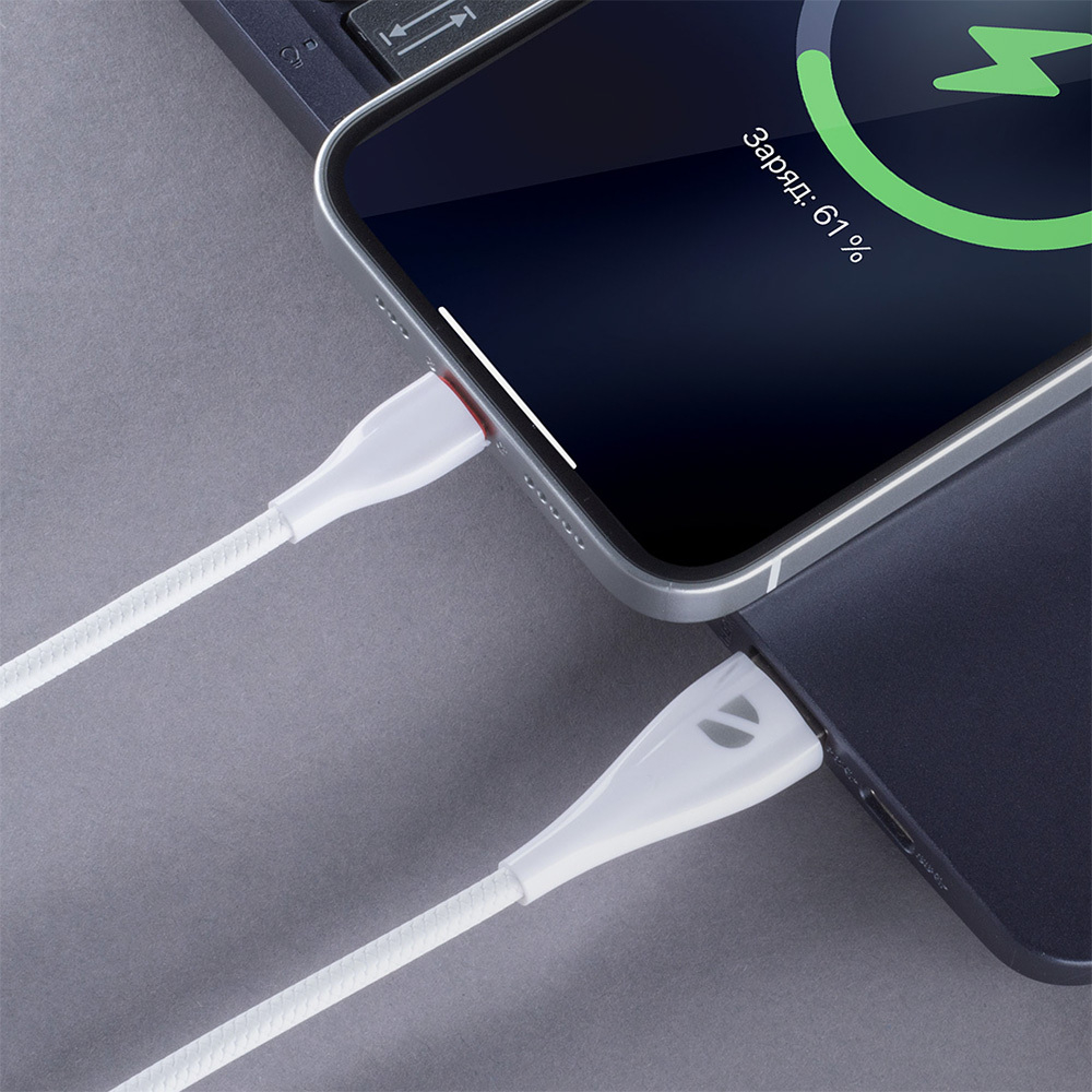Дата-кабель Ceramic USB - Lightning, 1м, 2A, белый