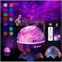 Ночник проектор Яйцо динозавра фиолетовый / Ночник проектор звездного неба / Яйцо дракона