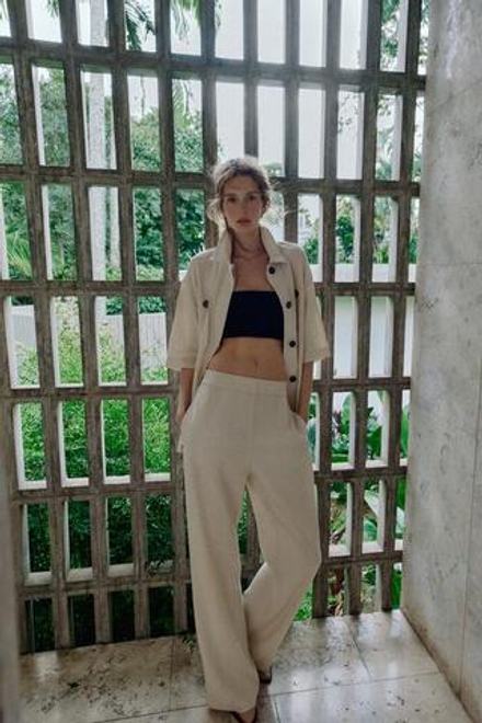 ZARA БРЮКИ-САФАРИ ИЗ ЛЬНА, СВЕТЛО-БЕЖЕВЫЙ
