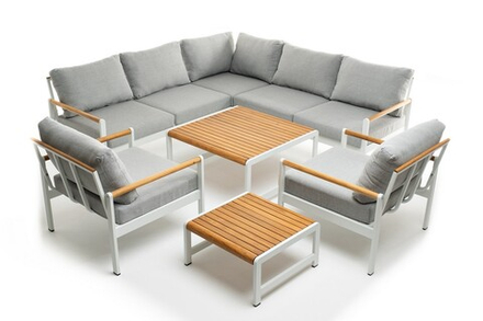 Лаунж зона из алюминия Joygarden МАЯ L, White Matte (белый матовый), светло-серый