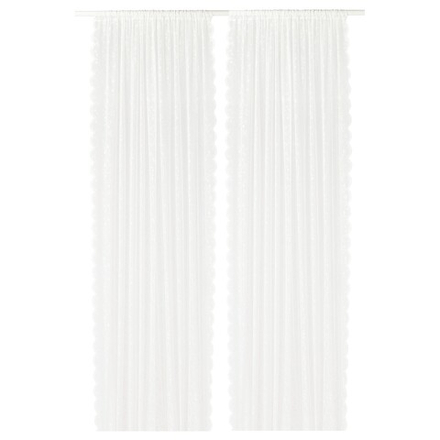 IKEA LILLYANA  (ИКЕА ЛИЛЛЙАНА)  -  Шторы, 2 шт, на туннеле/белый цветок, 145x300 см