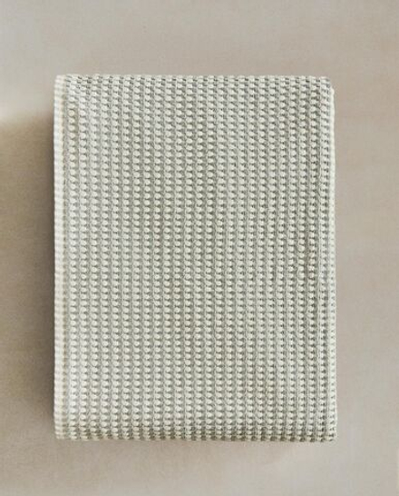 Zara Home - Хлопковое банное полотенце со структурой, зеленый, 30х50 см