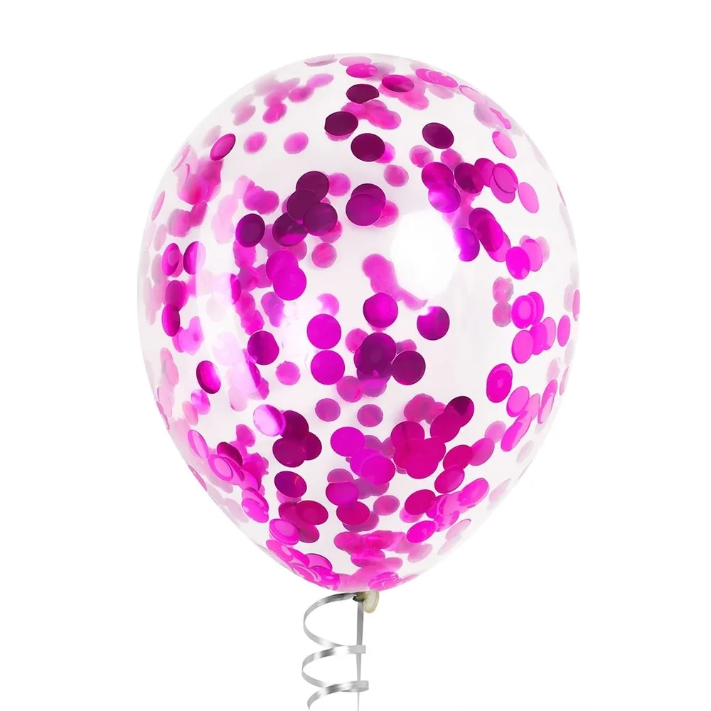 Латексный шар с крупным фуксия конфетти, 36 см