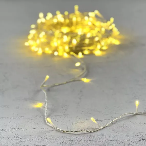 Светодиодная гирлянда 20 м., 200 шампань LED ламп, 24V., прозрачный силиконовый провод, IP65, Beauty Led (EST200-10-1CH)