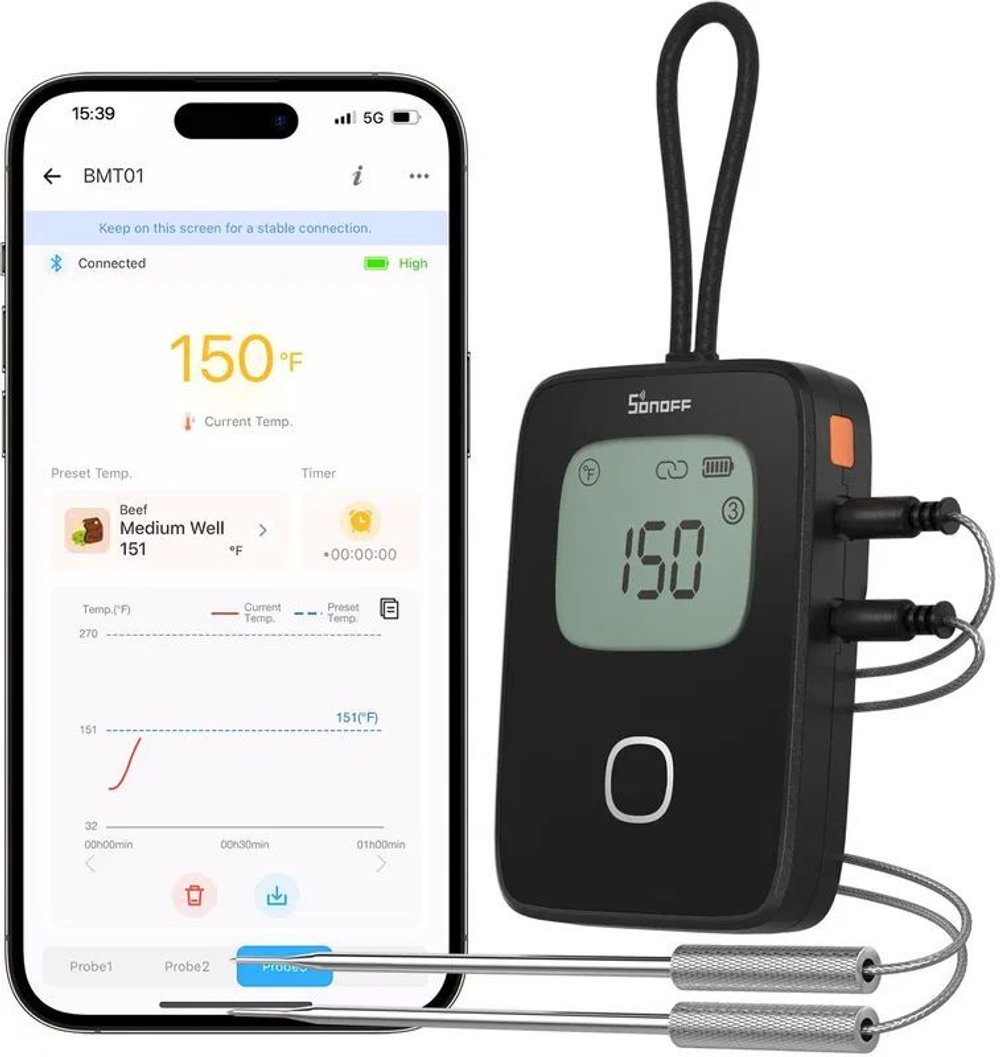 Bluetooth кулинарный термометр/термощуп Sonoff BBQ BMT01