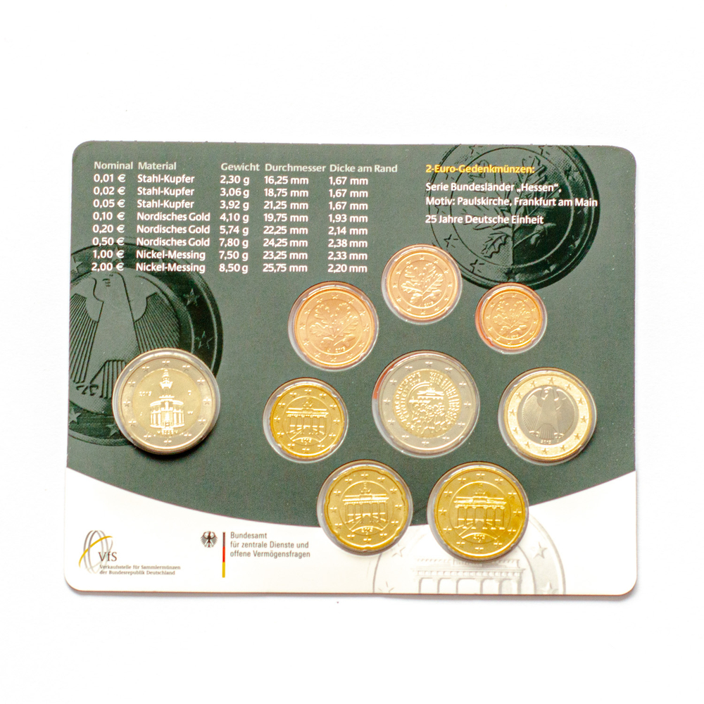 Germany 2015 Year Set (A, D, F, G, J) + 5 x 2 Euro "Hessen: Frankfurter Paulskirche"