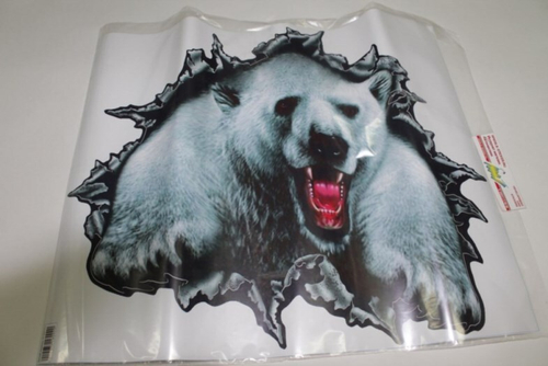 Наклейка Разрыв  БЕЛЫЙ МЕДВЕДЬ  (512х417) полноцветная (A-STICKER)