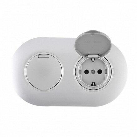 Розетка с заземлением и шторкой, с крышкой Arte Milano SET08-2 SET08-2-41-1x2 silver