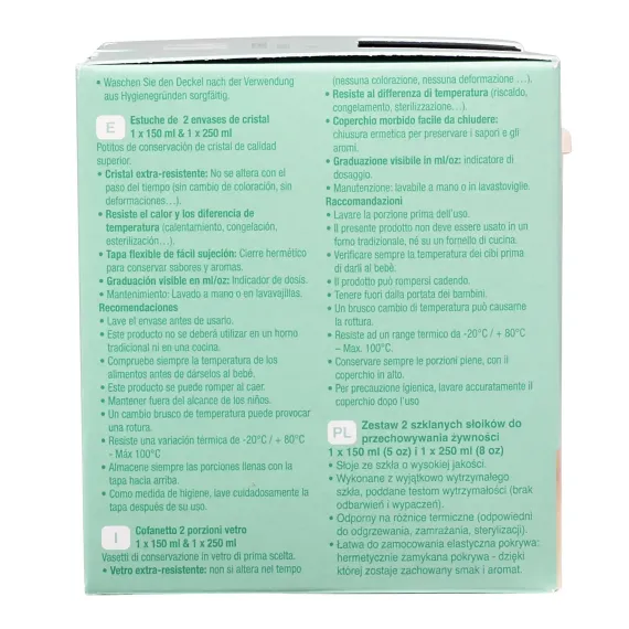 Набор из 2 стеклянных контейнеров Beaba Set of 2 glass portion jars 150 ml Pink / 250 ml Dark Blue