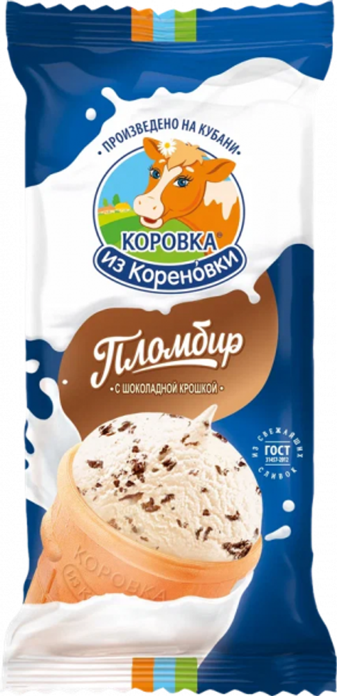 Мороженое Коровка из Кореновки, пломбир с шоколадной крошкой, 80 гр
