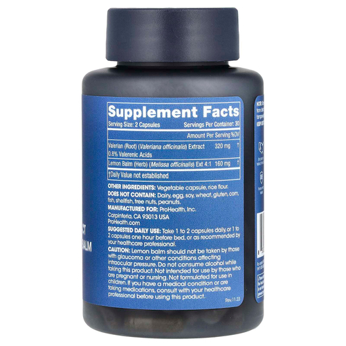 ProHealth Longevity, Экстракт валерианы и мелисса, 60 капсул