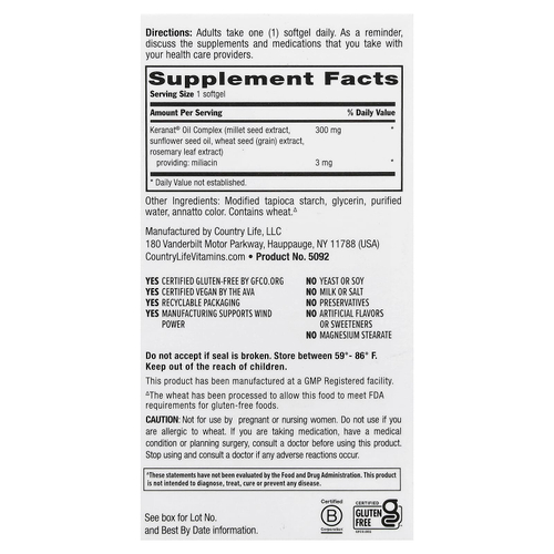 Country Life, Maxi-Hair® и Scalp Rescue, клинически подтвержденная эффективность, 30 веганских капсул