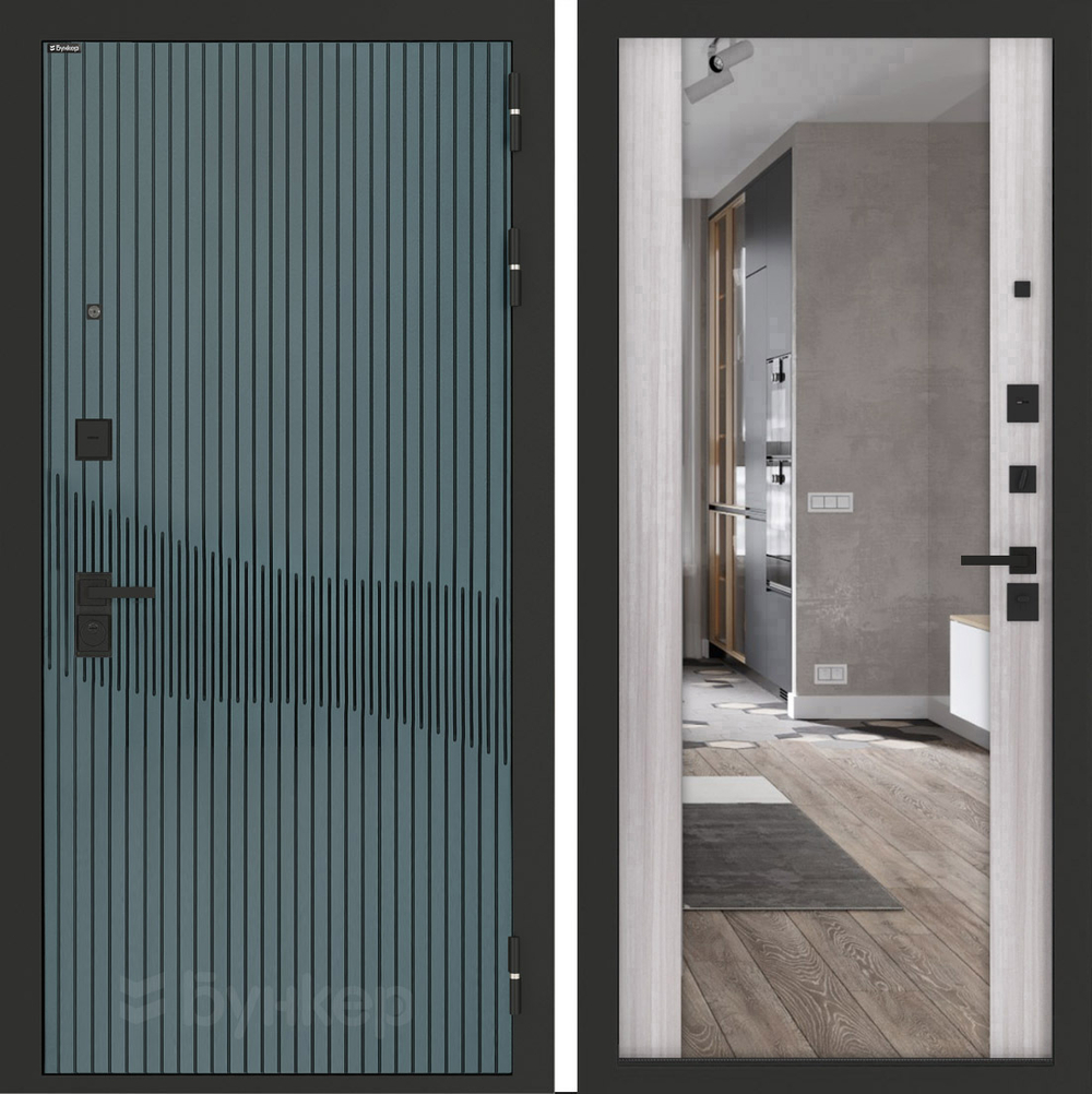 Входная дверь Бункер BN-13 - Зеркало максимум 
Сандал белый