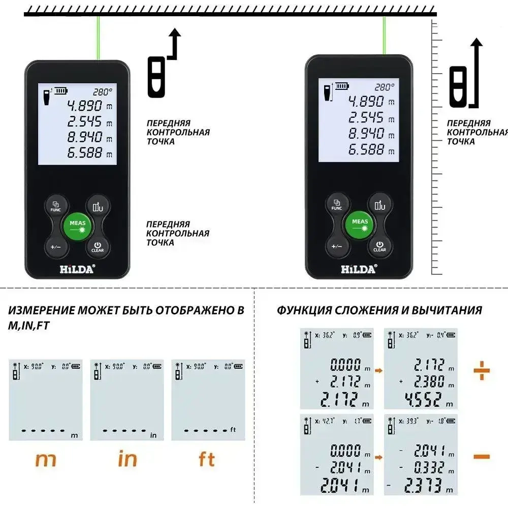 HILDA Лазерный дальномер,лазерный уровень зеленый луч,120CM