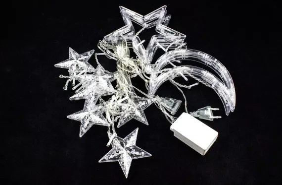 Гирлянда Бахрома Млечный путь 2,5*0,95*0,55 м., 138 разноцветных LED ламп, прозрачный провод, контроллер, Winner Light (M.02.5T.138.L+)