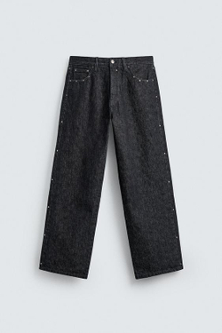 ZARA ДЖИНСЫ STRAIGHT FIT С ЗАКЛЕПКАМИ, ИНДИГО