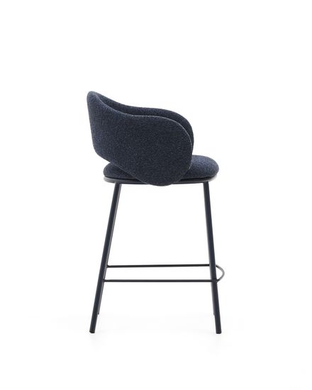 Полубарный стул Maina из синей ткани и стальными ножками с синей отделкой 65 Испания