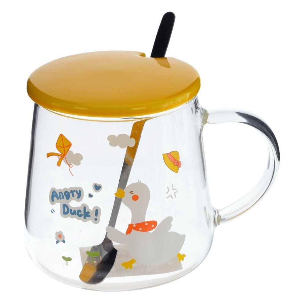 GAEM Кружка с крышкой и ложкой, 500 мл, L12 W9 H10 см, 4в.