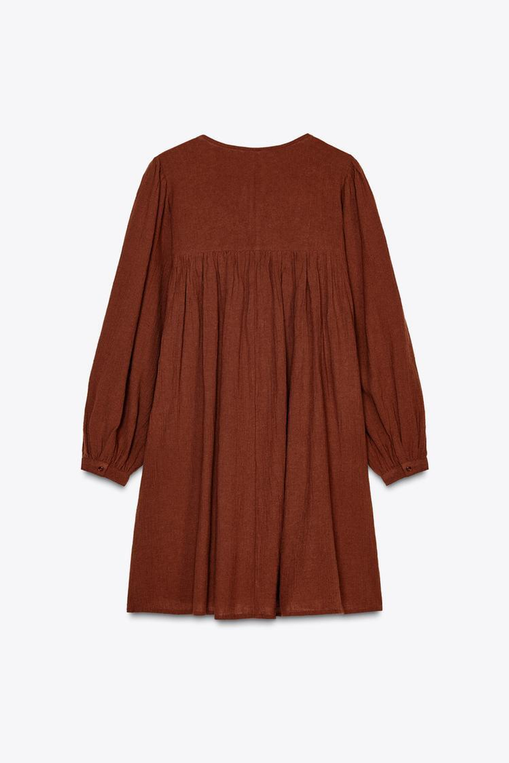 ZARА КОРОТКОЕ ПЛАТЬЕ С ВЫШИВКОЙ, ТЕРРАКОТОВЫЙ